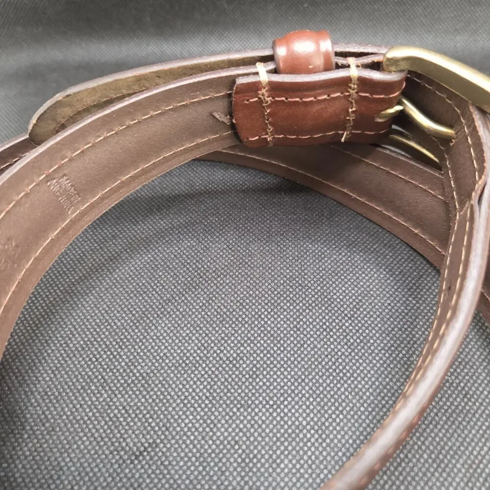 CHAPS Ralph Lauren Brown Leather Belt Gold Buckle Size 36 - 1.25 Inch Wide